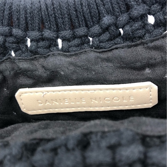 Danielle Nicole Black Fringe Macrame Crochet Boho Hippie Crossbody Satchel Bag - Picture 5 of 7